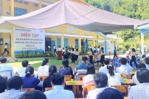 Tỉnh An Giang diễn tập ứng phó biến đổi khí hậu cho học sinh.