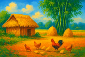 Sản phẩm tranh phong cảnh tạo từ ứng dụng AI. Ảnh: Trọng Nhân.