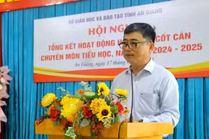 Sở GD&ĐT An Giang tổng kết hoạt động Hội đồng cốt cán chuyên môn Tiểu học năm học 2024 - 2025. Ảnh: Trọng Nhân.