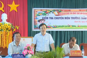 Đoàn công tác Sở GD&ĐT An Giang kiểm tra chuyên môn tại Trường Mẫu giáo Nhơn Mỹ.