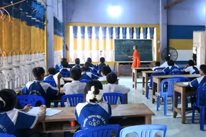 Lớp học tiếng Khmer tại chùa Tro Păng Trao (xã Ô Lâm, tỉnh An Giang).