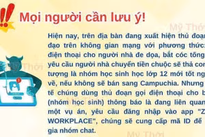 Công an tỉnh An Giang cảnh báo phương thức, thủ đoạn lừa đảo tống tiền học sinh. 
