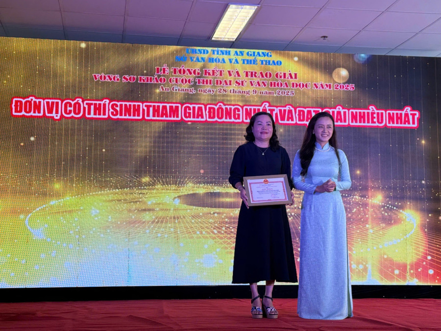Trao giải Tập thể cho Trường Tiểu học Nguyễn Du, phường Long Xuyên. 1000056701.jpg