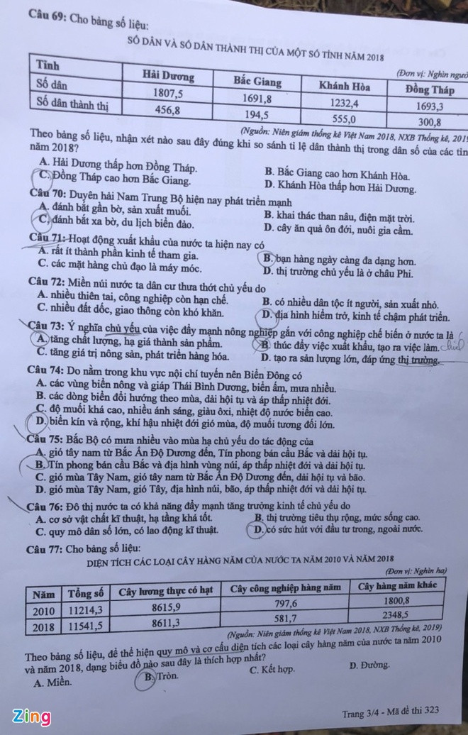 đề thi địa lý ảnh 3 de thi dia ly anh 3
