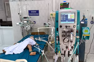 Bệnh nhi được các y bác sĩ tích cực theo dõi và điều trị sau khi bị ong vò vẽ đốt.