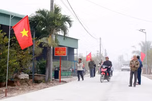 Cờ đỏ sao vàng tung bay trên các tuyến đường xã Ia Hiao.