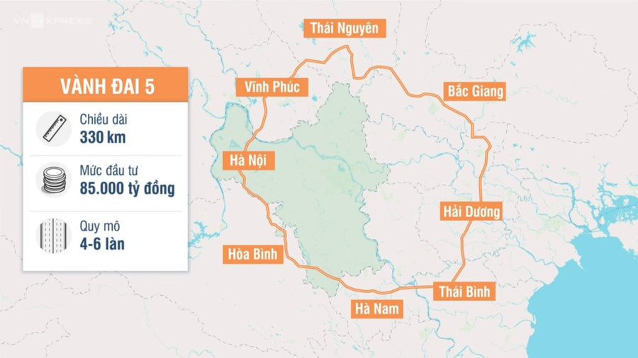 Quy hoạch hướng tuyến đường Vành đai 5 - Vùng Thủ đô. (Ảnh internet).