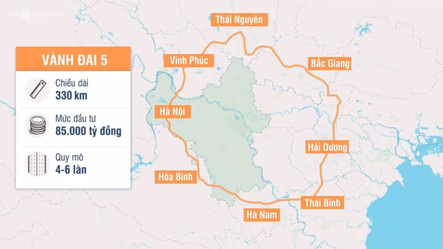 Quy hoạch hướng tuyến đường Vành đai 5 - Vùng Thủ đô. (Ảnh internet).