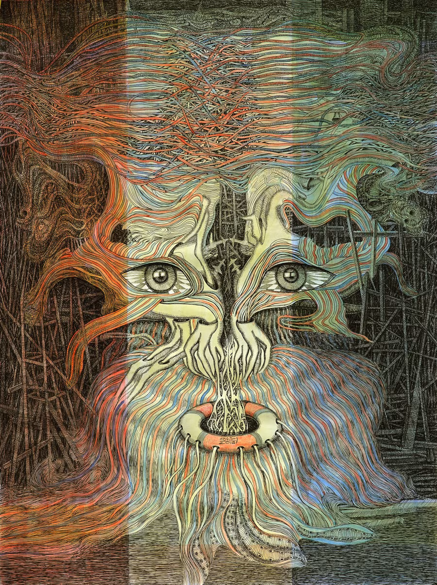 Tác phẩm 'Sự bao phủ trong đôi mắt' của hoạ sĩ Nguyễn Đức Hùng.