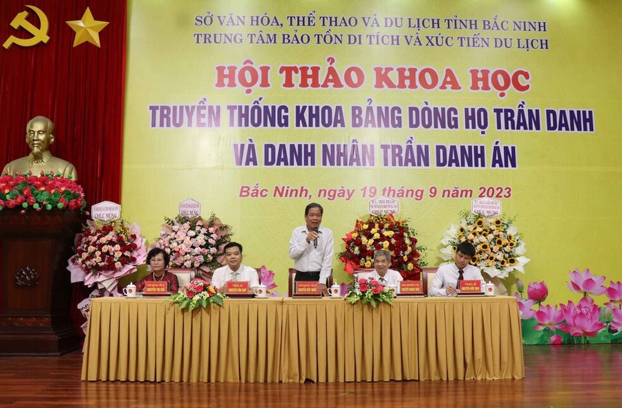 Hội thảo &apos;Truyền thống khoa bảng dòng họ Trần Danh và danh nhân Trần Danh Án&apos; diễn ra tại Bắc Ninh vào ngày 19/9/2023.
