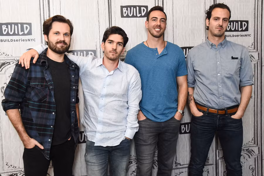 Eric Borsuk, Spencer Reinhard, Chas Allen và Warren Lipka tham gia buổi họp báo về bộ phim 'American Animals' (từ trái qua).