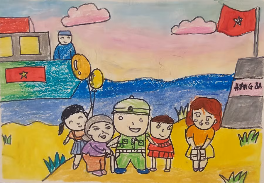 Bức tranh giành giải nhì của Phan Lê Bảo An (TP Huế). Ảnh: Bình Thanh.