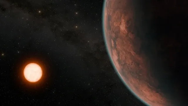 Gliese 12b và ngôi sao mẹ màu đỏ.