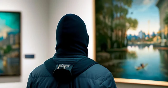 Minh họa người tham gia tự tưởng tượng mình là kẻ trộm một phòng tranh.