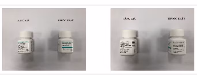 Hộp thuốc giả và thật.