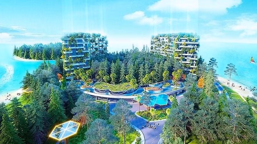 Phối cảnh Dự án Flamingo ở hồ Núi Cốc. (Ảnh: Flamingo)