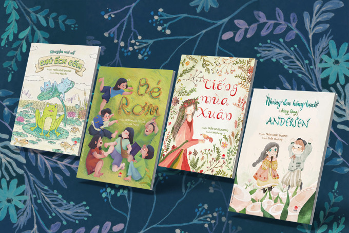 Một số cuốn sách viết cho thiếu nhi của nhà văn Trần Hoài Dương do NXB Kim Đồng tái bản. Ảnh: Gia đình nhà văn cung cấp.