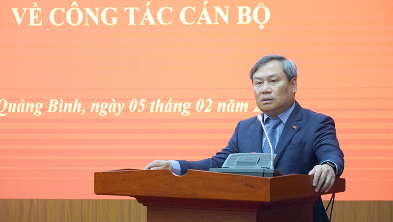 Bí thư Tỉnh ủy Quảng Bình - Vũ Đại Thắng phát biểu tại lễ công bố. (Ảnh: Ngọc Mai)