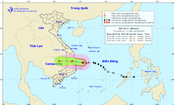 Bão số 5 Matmo sắp đổ bộ vào đất liền