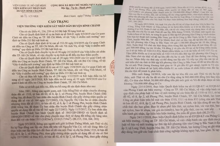 Một phần cáo trạng của vụ án.