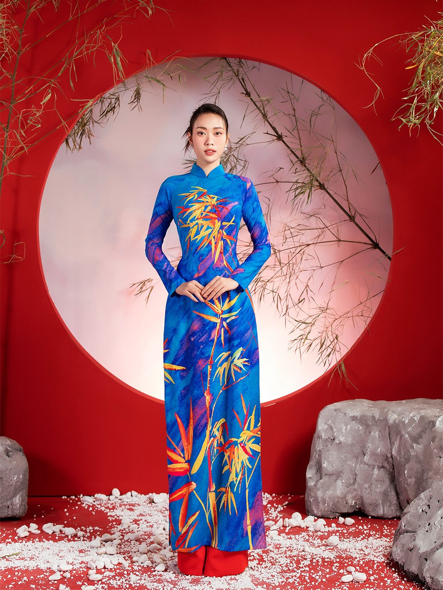 Một mẫu thiết kế trong bộ sưu tập &apos;Vũ khúc tre xanh&apos; của nhà thiết kế Liên Hương.