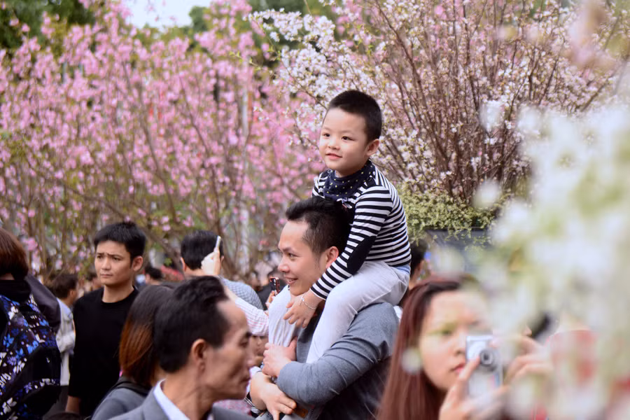 Chương trình tổ chức vào dịp cuối tuần nên rất nhiều gia đình đưa con em mình đi dạo chơi, chụp ảnh.