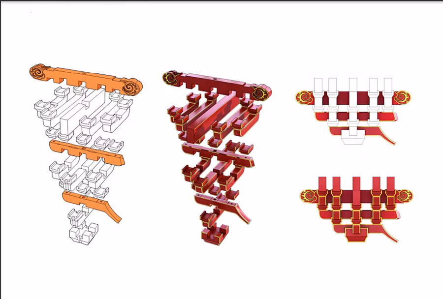 Chìa khóa quan trọng nhất trong việc giải mã hình thái điện Kính Thiên chính là kiến trúc đấu củng.