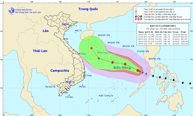 Đường đi của bão số 8 Phanfone