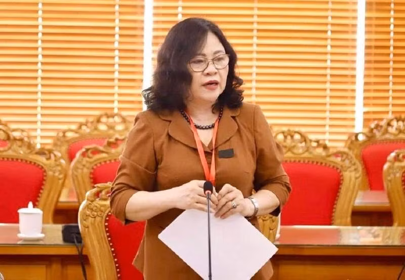 Thứ trưởng Ngô Thị Minh phát biểu tại buổi làm việc.