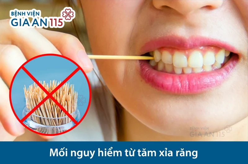 Mối nguy hiểm từ tăm xỉa răng. Ảnh: BV.