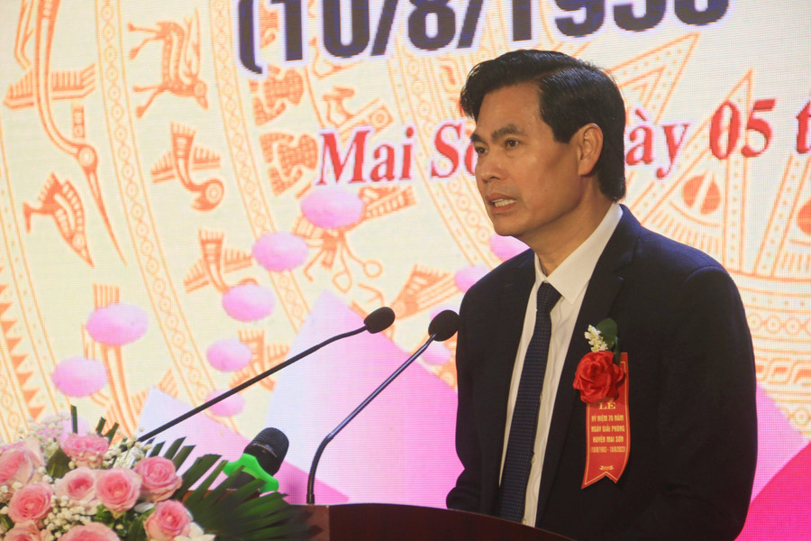 Chủ tịch UBND tỉnh Sơn La, Hoàng Hoàng Quốc Khánh phát biểu buổi lễ. Chủ tịch UBND tỉnh Sơn La, Hoàng Hoàng Quốc Khánh phát biểu buổi lễ.