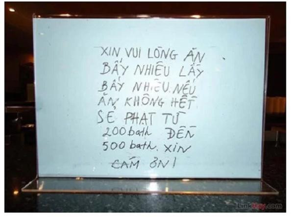 Thói quen xấu khiến các nhà hàng nước ngoài phải ghi biển cảnh báo bằng tiếng Việt với khách du lịch Việt Nam Ăn buffet hải sản, thủ túi nilon mang về chục con ghẹ, 1,5kg bề bề