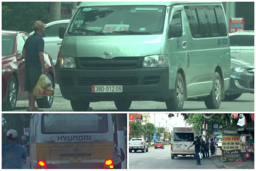 Nhiều xe không được cấp phép vẫn đón khách ở TP Hà Tĩnh.