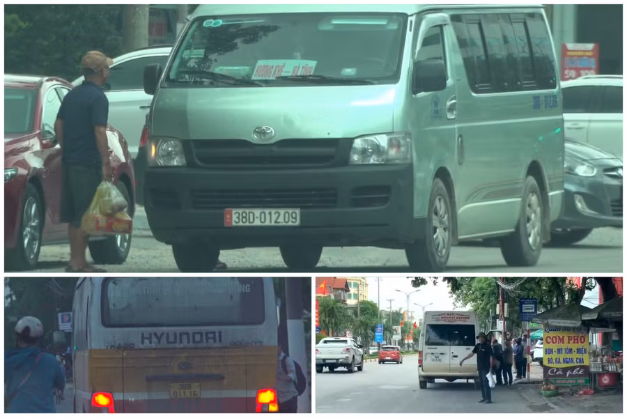 Nhiều xe không được cấp phép vẫn đón khách ở TP Hà Tĩnh.