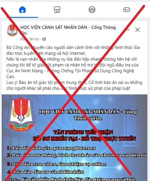 Trang Facebook giả mạo Học viện Cảnh sát Nhân dân.