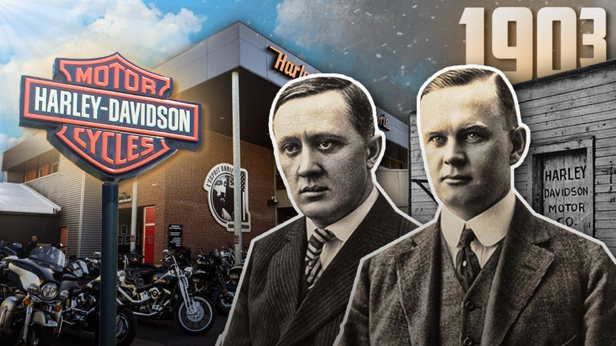 Xe mô tô Harley - Davidson ra đời từ ý tưởng của hai người bạn: William Harley (bên trái) và Arthur Davidson.