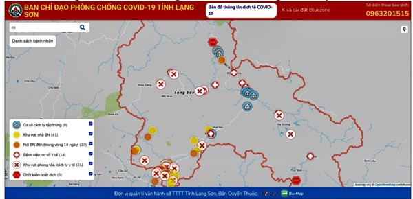 Bản đồ về thông tin dịch tễ được thiết lập.