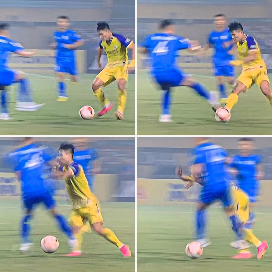 Pha phạm lỗi thô bạo của Tăng Tiến đối với Tuấn Hải.