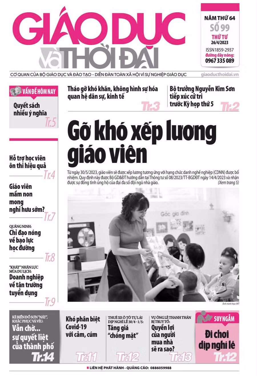 Tin tức báo in 26/4: Gỡ khó xếp lương giáo viên