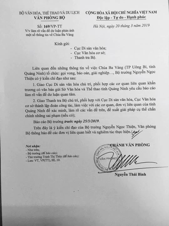 Công văn của Bộ VHTTDL về ngăn chặn, xử lý các hoạt động lợi dụng tôn giáo, tín ngưỡng Công văn của Bộ VHTTDL về ngăn chặn, xử lý các hoạt động lợi dụng tôn giáo, tín ngưỡng