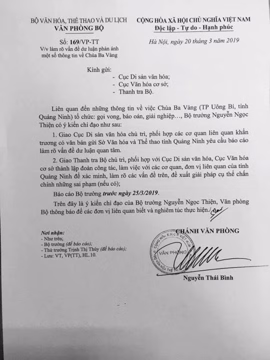 Công văn của Bộ VHTTDL về ngăn chặn, xử lý các hoạt động lợi dụng tôn giáo, tín ngưỡng