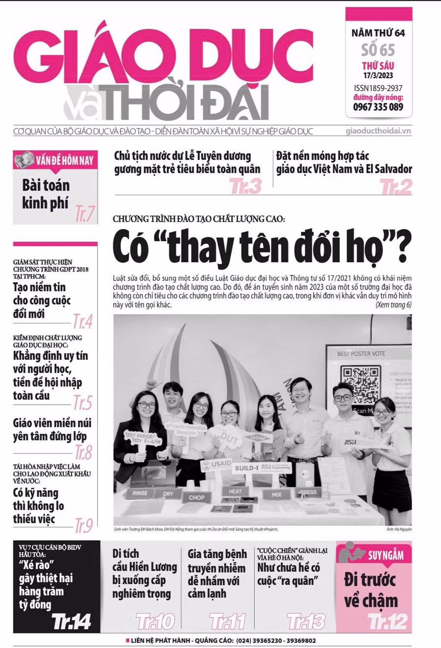 Tin tức báo in 17/3: Chương trình đào tạo chất lượng cao 'thay tên đổi họ'?