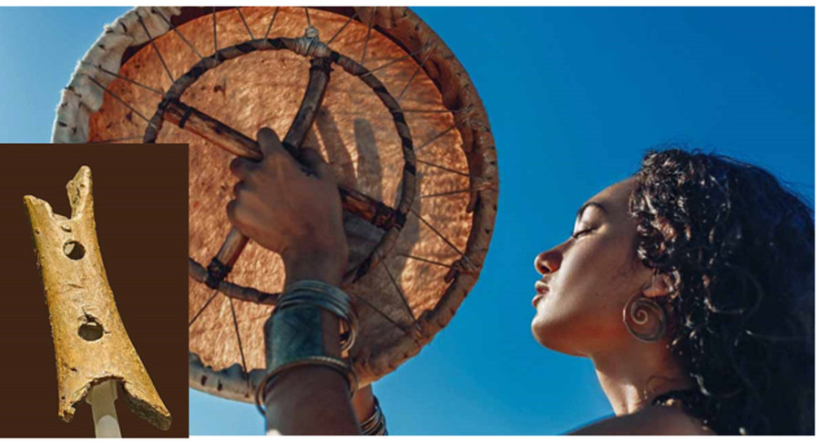 Trống và ống sáo làm bằng xương thú là phương tiện truyền thông phổ biến thời cổ. Trống và ống sáo làm bằng xương thú là phương tiện truyền thông phổ biến thời cổ.