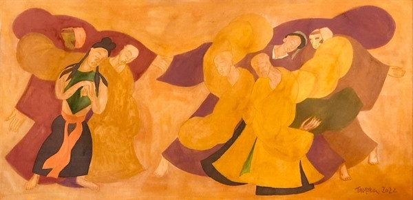 Tác phẩm 'Cầu đảo' của họa sĩ Phan Cẩm Thượng. Tác phẩm 'Cầu đảo' của họa sĩ Phan Cẩm Thượng.