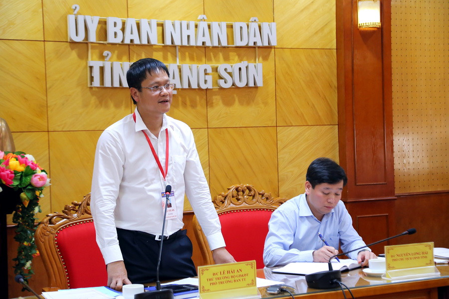 Thứ trưởng Lê Hải An phát biểu kết luận buổi làm việc với BCĐ thi THPT quốc gia tỉnh Lạng Sơn Thứ trưởng Lê Hải An phát biểu kết luận buổi làm việc với BCĐ thi THPT quốc gia tỉnh Lạng Sơn