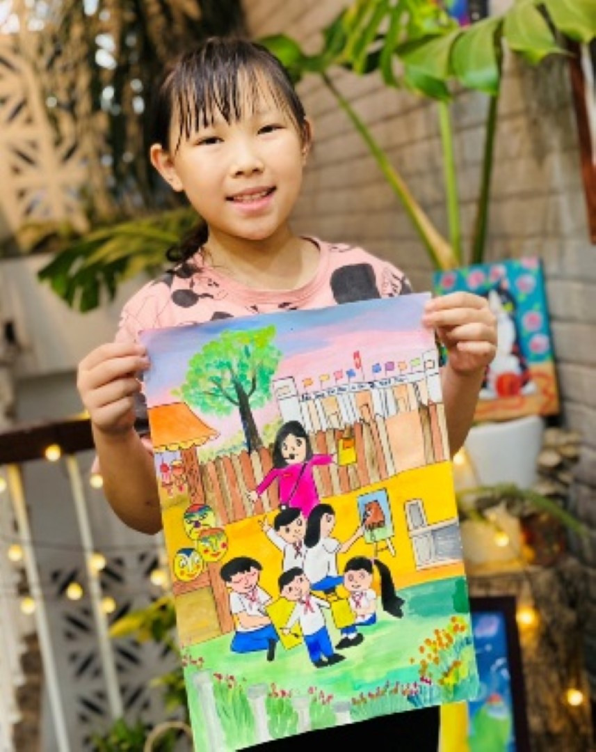 Tác phẩm dự thi vẽ tranh &apos;Bảo tàng với di sản văn hóa Việt Nam&apos; Chào mừng Ngày Quốc tế Bảo tàng 18/5/2023 tại Bảo tàng Văn hóa các dân tộc Việt Nam.