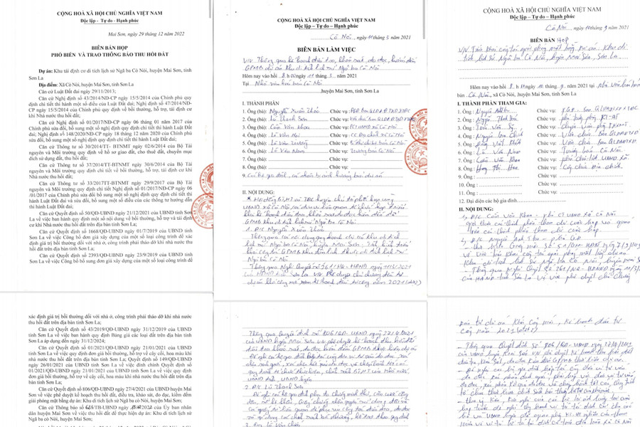 Một số biên bản làm việc giữa chính quyền địa phương và người dân ở bản Cò Nòi. Một số biên bản làm việc giữa chính quyền địa phương và người dân ở bản Cò Nòi.