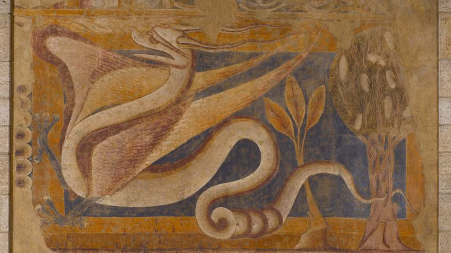 Bức tranh tường vẽ rồng năm 1200 tại một tu viện ở Tây Ban Nha.