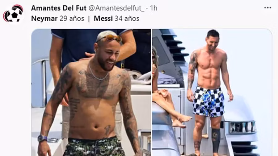 Hình ảnh vóc dáng của Messi và Neymar.