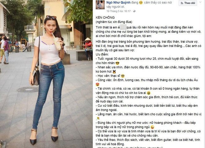 Cuộc sống nữ MC từng gây "sốt" vì đăng tin tuyển chồng sau 4 năm giờ ra sao? ảnh 1 Thời điểm đó, bài viết đã thu hút được rất nhiều sự chú ý.